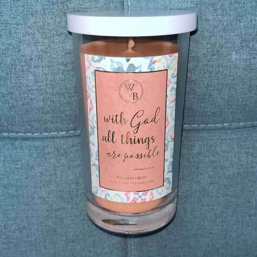 NEW! Western Brook Passion Fruit Candle 12 oz “with God all things are possible”